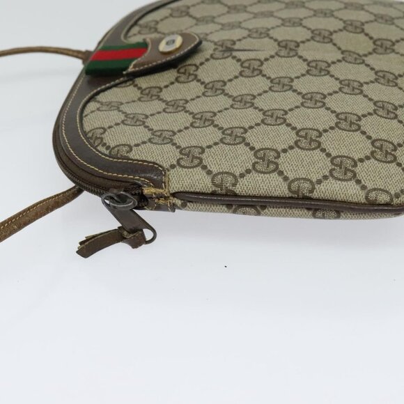 GUCCI GG Supreme Web Sherry Line Bag PVC Beige Gold 904 02 047 Auth th5842 - Picture 4 of 16